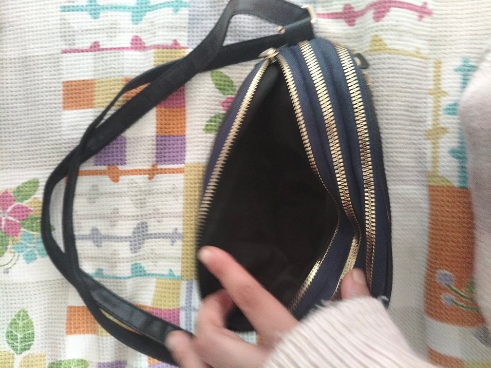 Mavi Yılan Derisi Desenli Kadın Deri Çanta - Görsel 4