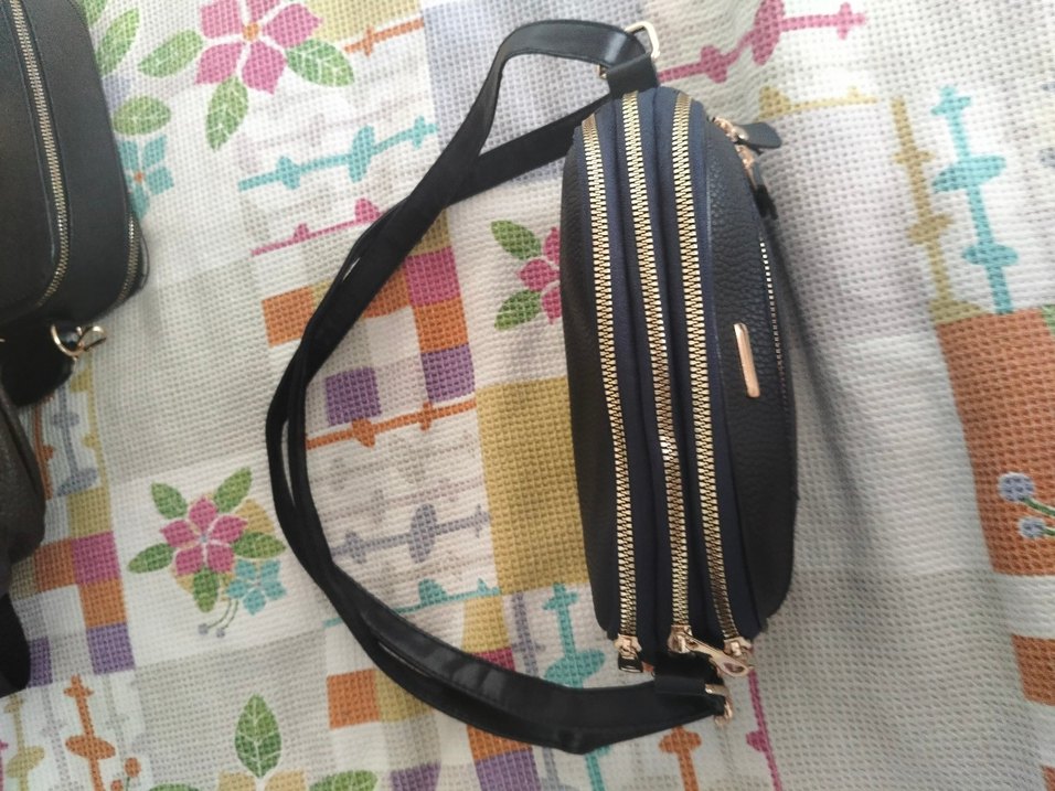 Mavi Yılan Derisi Desenli Kadın Deri Çanta - Görsel 5