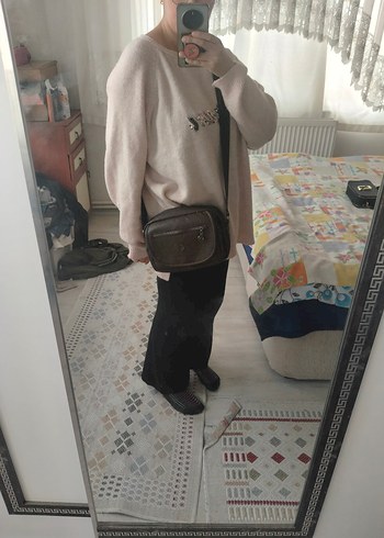 Bej Deri Tokalı Kadın Çapraz Çanta - Görsel 3