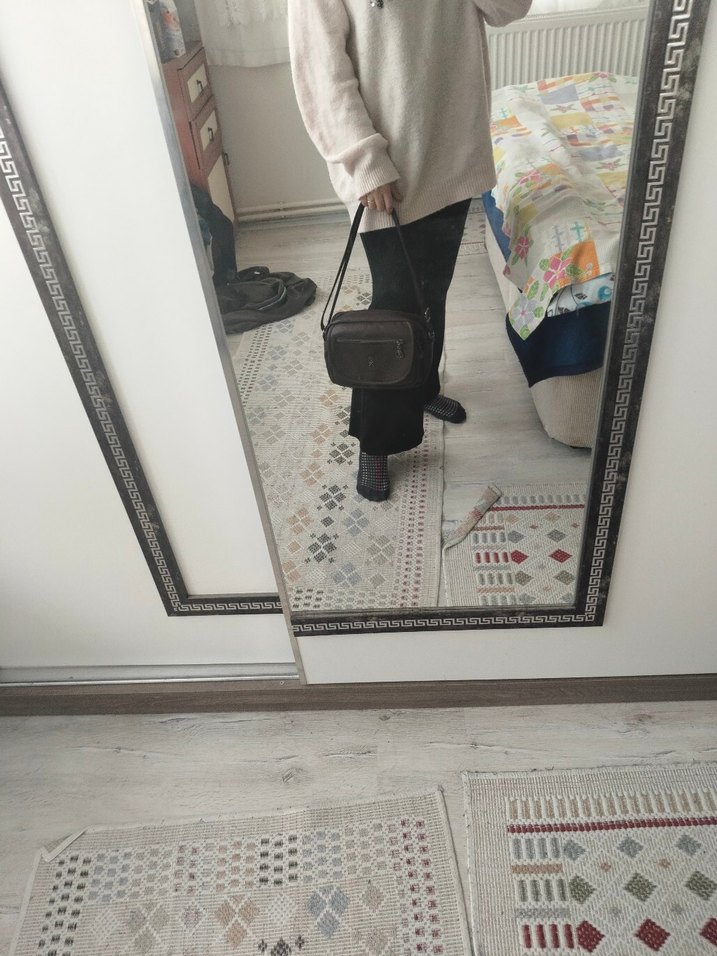 Bej Deri Tokalı Kadın Çapraz Çanta - Görsel 2