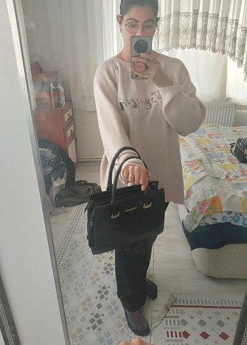 Kilitli Camel Deri Kadın Çanta - Görsel 2