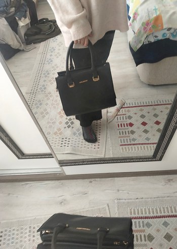 Kilitli Camel Deri Kadın Çanta - Görsel 3