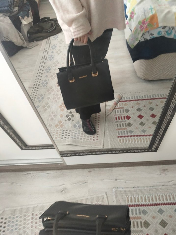 Kilitli Camel Deri Kadın Çanta - Görsel 3