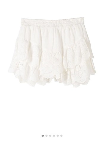 Bershka Nakışlı Beyaz Mini Etek