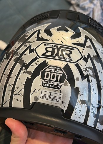 Koyu Pembe Baskılı Biker Motosiklet Kaskı - Görsel 5