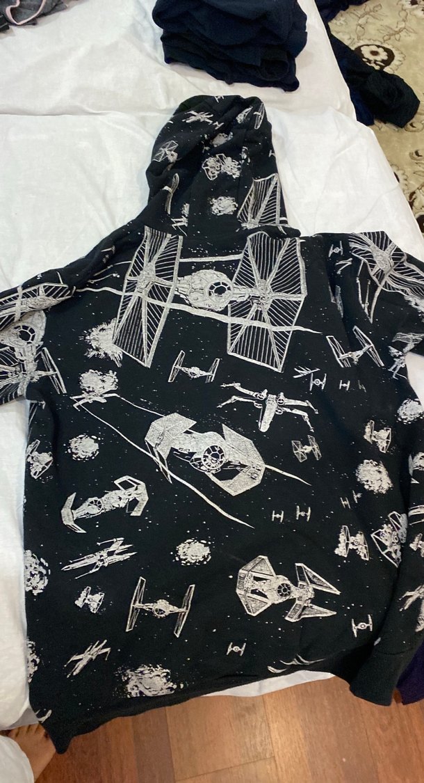 Unısex Kapüşonlu Siyah Baskılı Rahat Pijama Üstü - Görsel 2