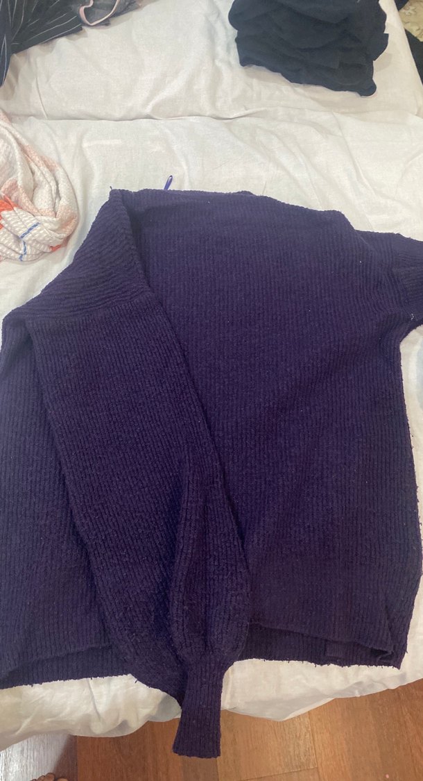 Kadın Mor Yün Triko Kazak - Görsel 2