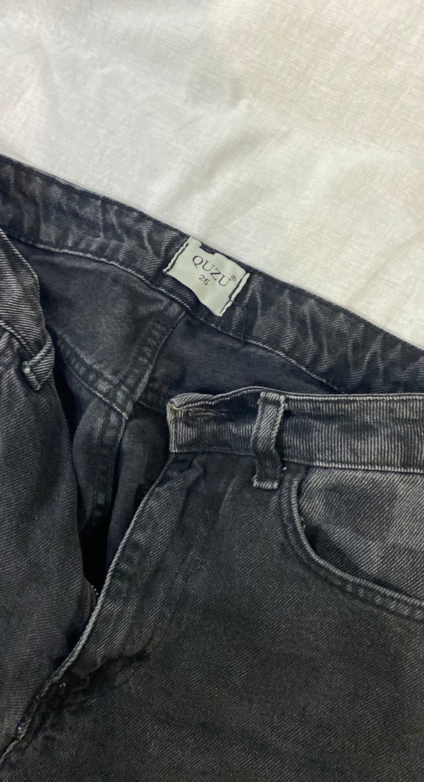 Gri Kadın Geniş Kesim Midi Kot Pantolon - Görsel 2