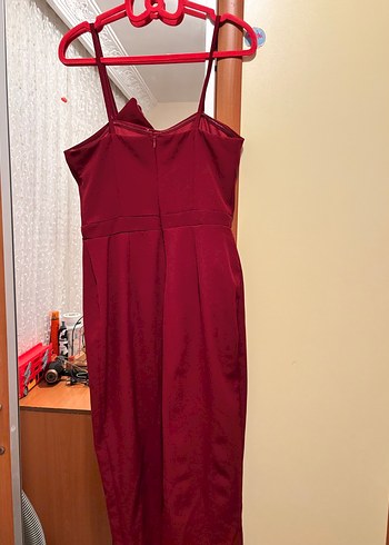 Trendyol & Milla Bordo Drapeli Midi Straplez Elbise