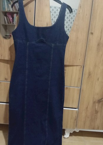 Lacivert Midi Denim Elbise