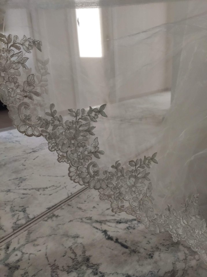 Vintage Uzun Kollu Beyaz A Kesim Gelinlik - Görsel 2