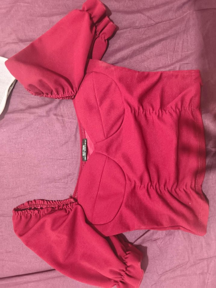 Bordo Fırfırlı Mini Bluz - Görsel 2