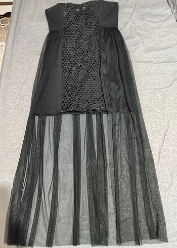 Siyah Straplez Uzun Payetli Gotik Abiye Elbise
dar kalıp - Görsel 2