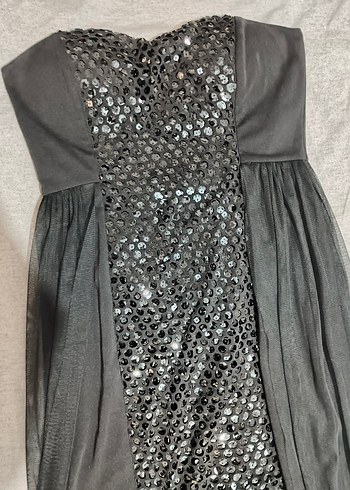 Siyah Straplez Uzun Payetli Gotik Abiye Elbise
dar kalıp - Görsel 3