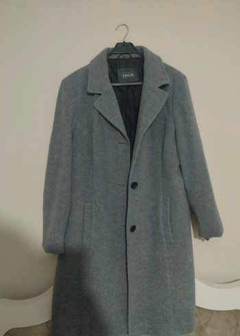 Gri Düğmeli Midi Kadın Kaban - Görsel 3