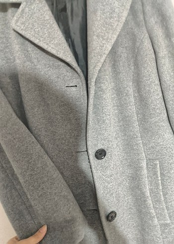 Gri Düğmeli Midi Kadın Kaban - Görsel 5
