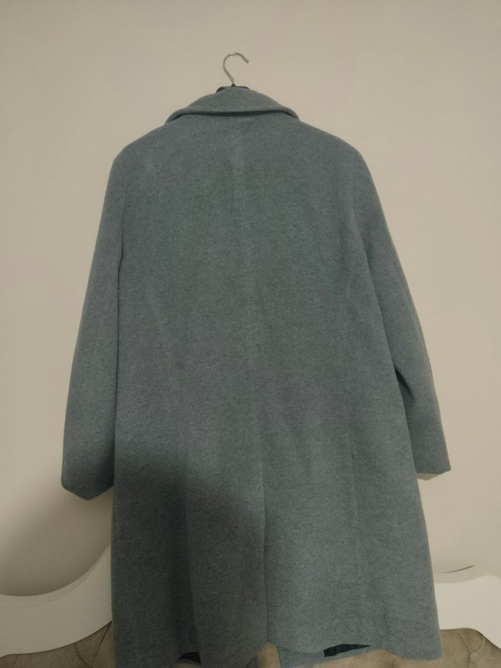 Gri Düğmeli Midi Kadın Kaban - Görsel 4