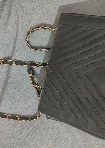 Gri Deri Kadın Çanta Zincir Askılı - Görsel 2