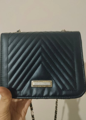 Gri Deri Kadın Çanta Zincir Askılı - Görsel 3