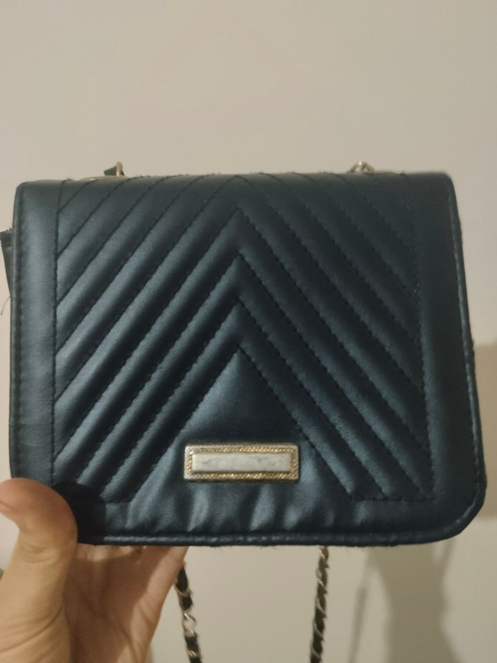 Gri Deri Kadın Çanta Zincir Askılı - Görsel 3