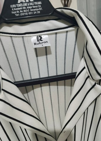 Düğmeli Beyaz siyah Çizgili Erkek Gömlek - Görsel 2