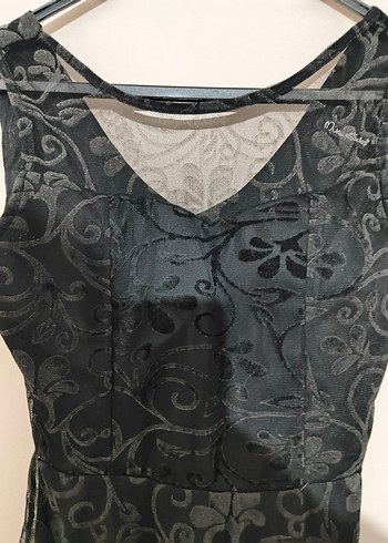 Siyah V Yakalı orta boy Gotik Elbise mezuniyet balomda giydim - Görsel 3