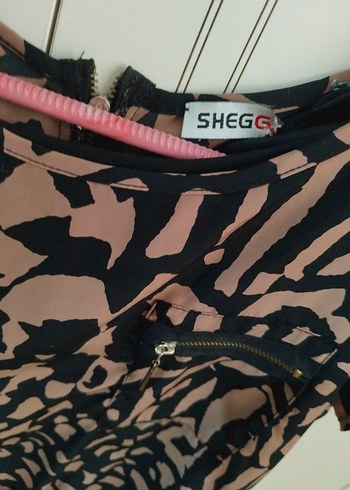 m Beden Kemerli Siyah Zebra Desenli Mini Elbise