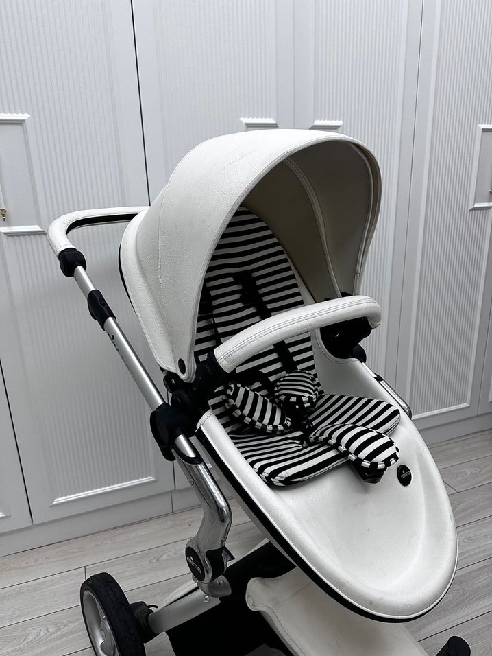 Beyaz Gri Bebek Arabası - Görsel 3