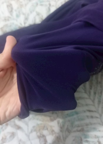 52 Beden Mor Uzun Kollu Drapeli Kadın Elbise