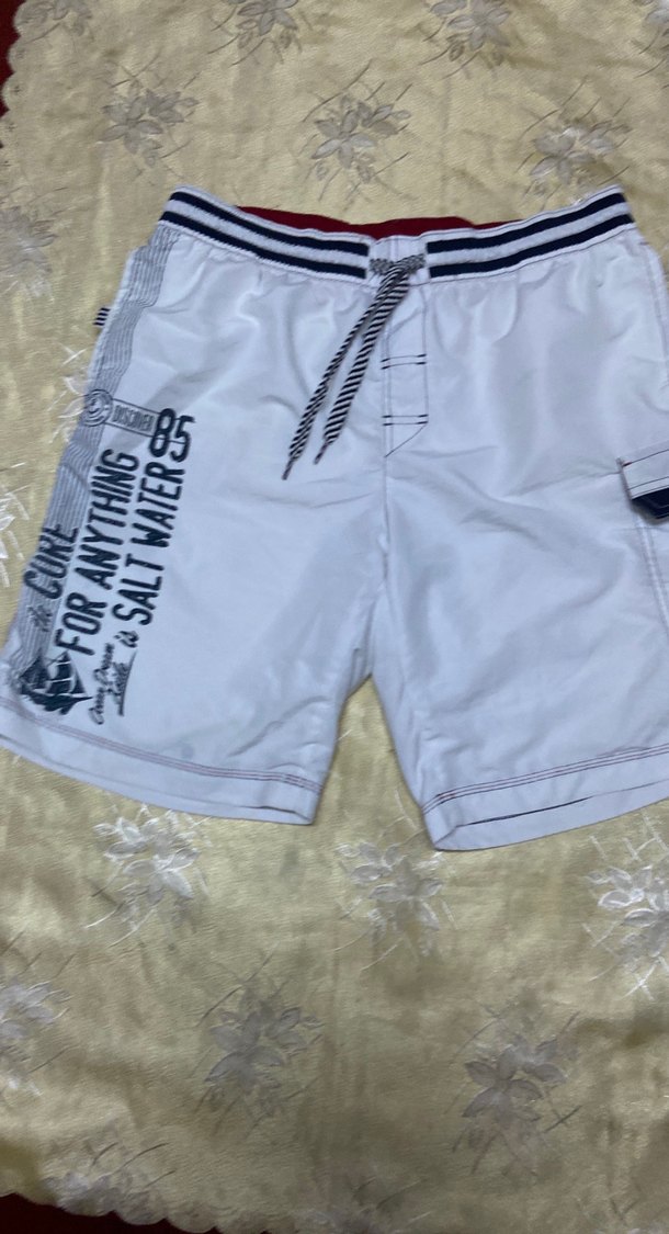 Beyaz Baskılı Erkek Deniz Şortu - Görsel 3
