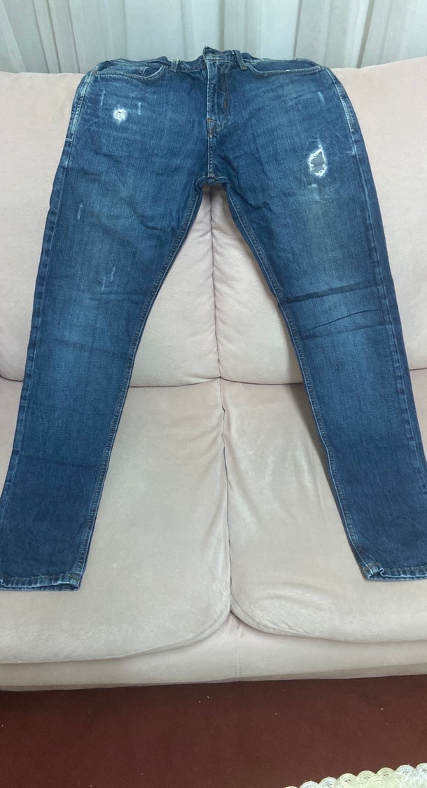 Mavi Rahat Kesim Erkek Denim Pantolon - Görsel 4