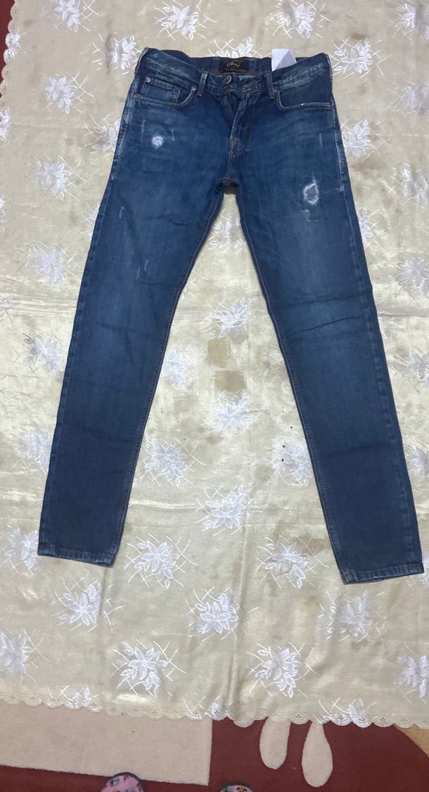 Mavi Rahat Kesim Erkek Denim Pantolon - Görsel 5