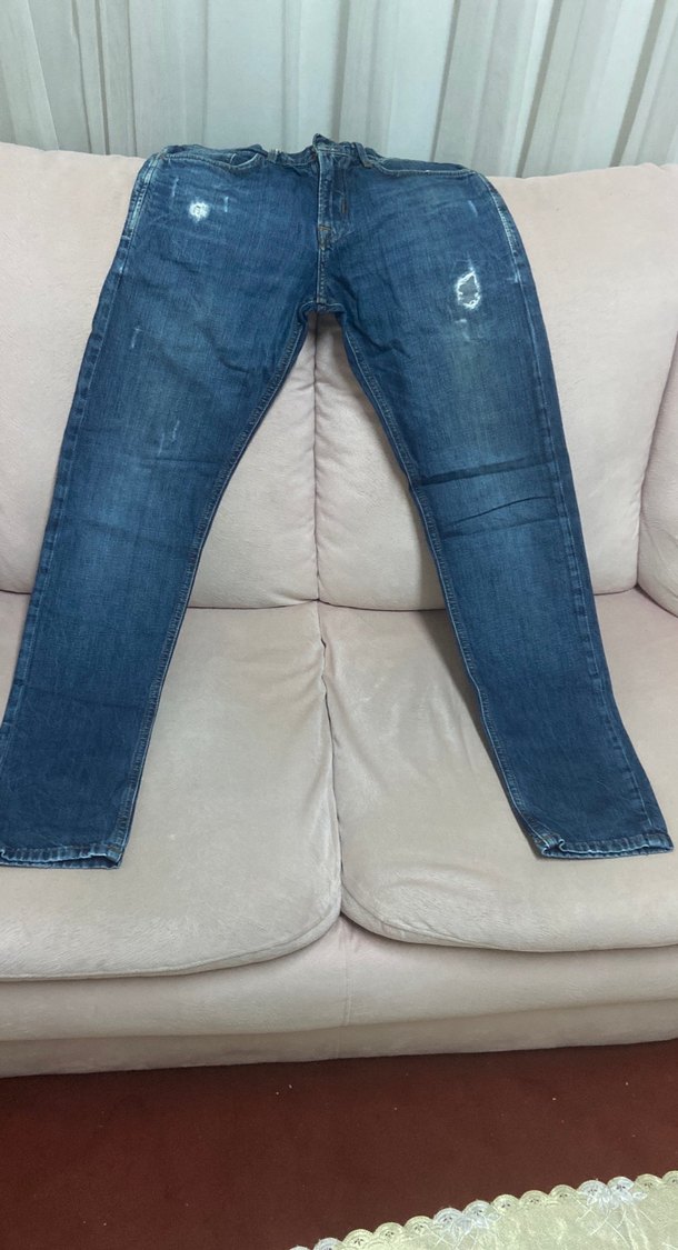 Mavi Rahat Kesim Erkek Denim Pantolon - Görsel 2