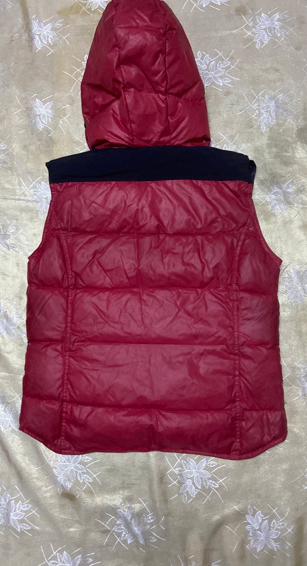 Düğmeli Fermuarlı Ekose Desenli  Bayan Kırmız Şişme Yelek - Görsel 2