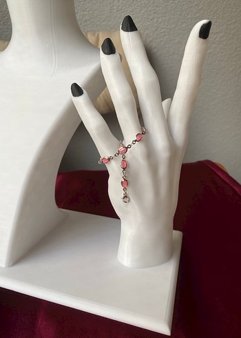 Çelik pembe oval detaylı gümüş bileklik - Görsel 3