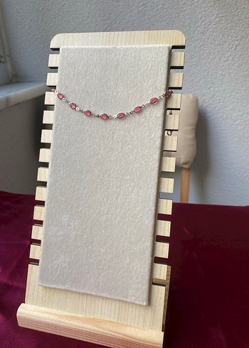 Çelik pembe oval detaylı gümüş bileklik - Görsel 8