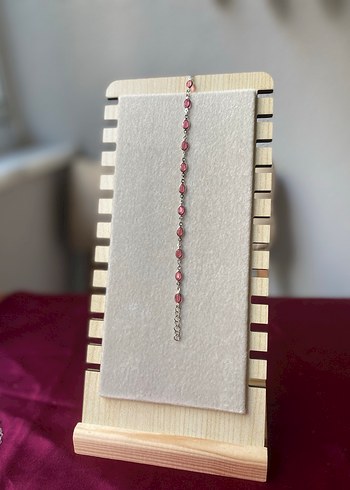 Çelik pembe oval detaylı gümüş bileklik - Görsel 10