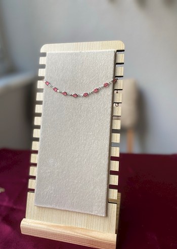 Çelik pembe oval detaylı gümüş bileklik - Görsel 9