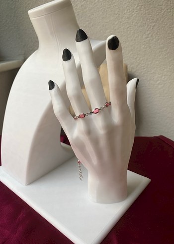 Çelik pembe oval detaylı gümüş bileklik - Görsel 7