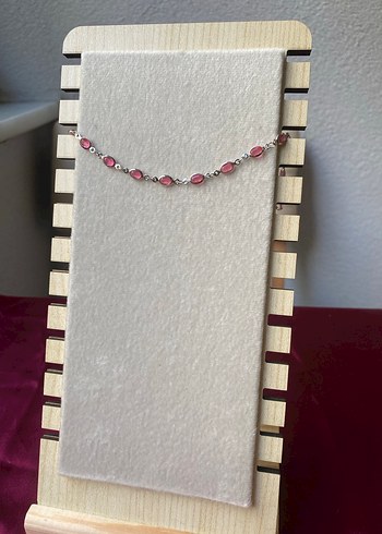 Çelik pembe oval detaylı gümüş bileklik - Görsel 2