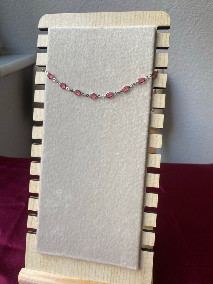 Çelik pembe oval detaylı gümüş bileklik - Görsel 2