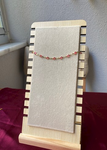 Çelik pembe oval detaylı gold bileklik - Görsel 12