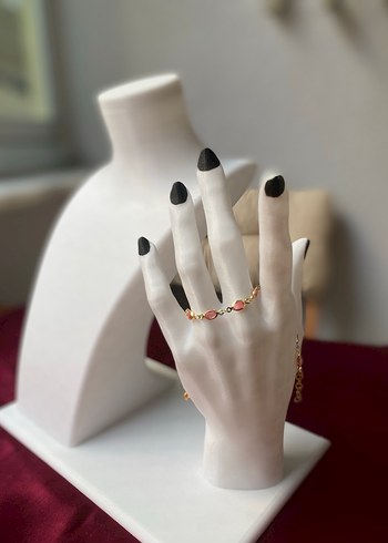 Çelik pembe oval detaylı gold bileklik - Görsel 11