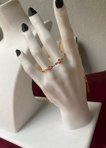 Çelik pembe oval detaylı gold bileklik - Görsel 3