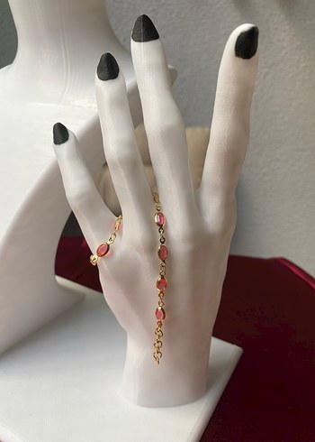 Çelik pembe oval detaylı gold bileklik - Görsel 5