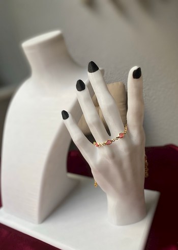 Çelik pembe oval detaylı gold bileklik - Görsel 7