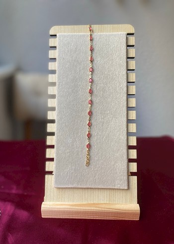 Çelik pembe oval detaylı gold bileklik - Görsel 8