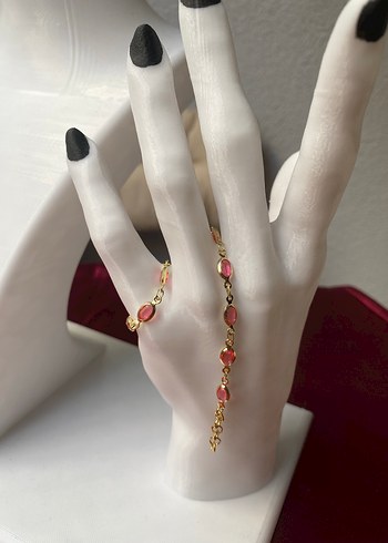 Çelik pembe oval detaylı gold bileklik - Görsel 9