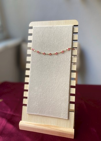 Çelik pembe oval detaylı gold bileklik - Görsel 10