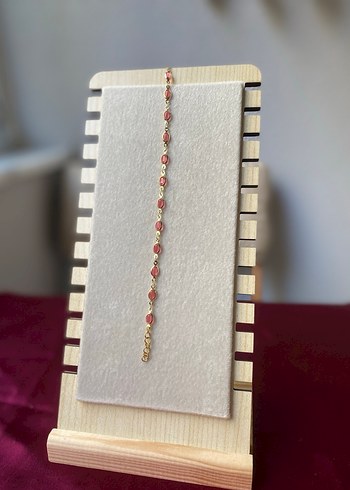 Çelik pembe oval detaylı gold bileklik - Görsel 13